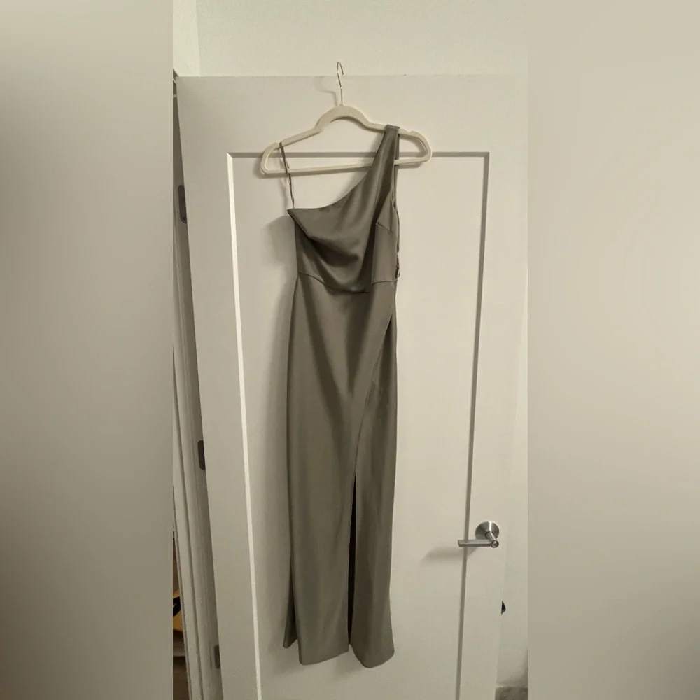 BHLDN One Shoulder Olive Dress - Picture 7 of 11